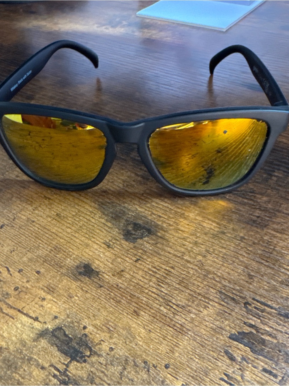 Men's Matte Black Sunglasses with Gold Mirror Lenses
